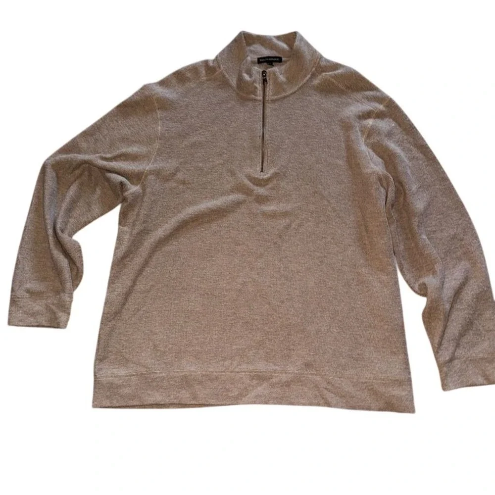Banana Republic Men's 2XL Beige Quarter Zip‎ Pullover Sweater cozycore outdoor